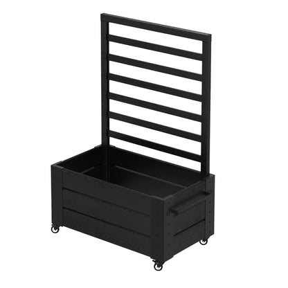 Pflanzkasten 'Cubic' | Spalier | Rollen/Griff | L 87 x B 80 x H 130/45 cm | Nadelholz | schwarz