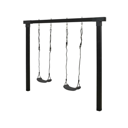 Schaukelgestell 'Cubic' | L 268 x B 9 x H 209 cm | 2 Schaukeln | Holzpfosten | schwarz