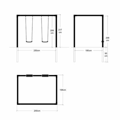 Schaukel 'Daylife' | L 268 x B 198 x H 217 cm | 2 Schaukeln | Holzpfosten | schwarz