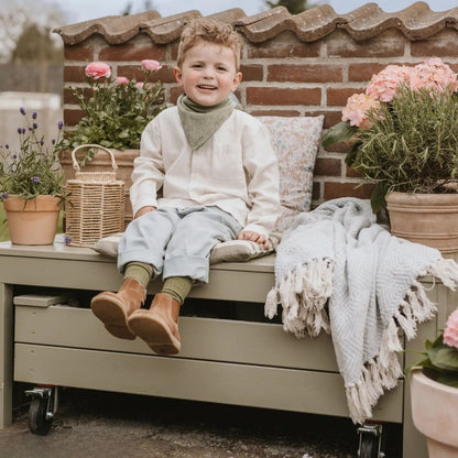Sandkasten 'Fun' | Sitzbank | Räder | L 120 x B 60 x H 46 cm | Holz unbhandelt