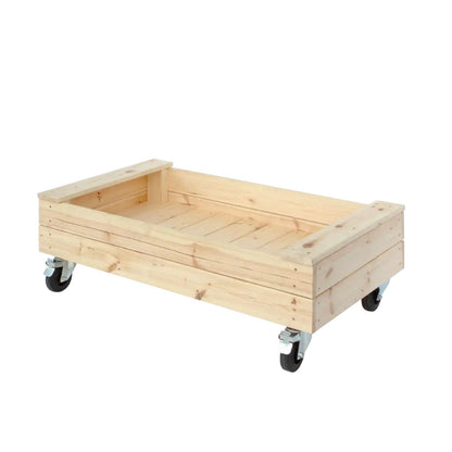 Sandkasten 'Fun' | Sitzbank | Räder | L 120 x B 60 x H 46 cm | Holz unbhandelt
