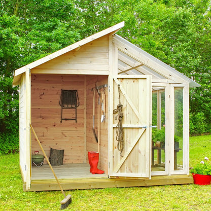 Gewächshaus + Geräteraum 'Orangerie' | L 208 x B 316 x H 285 cm | Holz unbehandelt | 6,6 m²