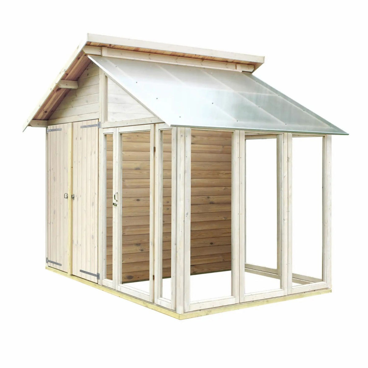Gewächshaus + Geräteraum 'Orangerie' | L 208 x B 316 x H 285 cm | Holz unbehandelt | 6,6 m²