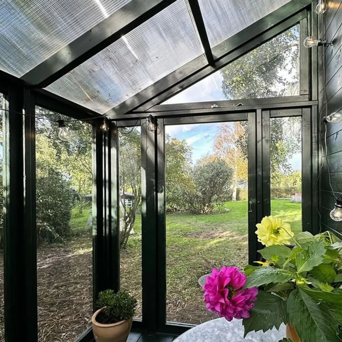 Gewächshaus + Geräteraum 'Orangerie' | L 208 x B 316 x H 285 cm | Holz unbehandelt | 6,6 m²