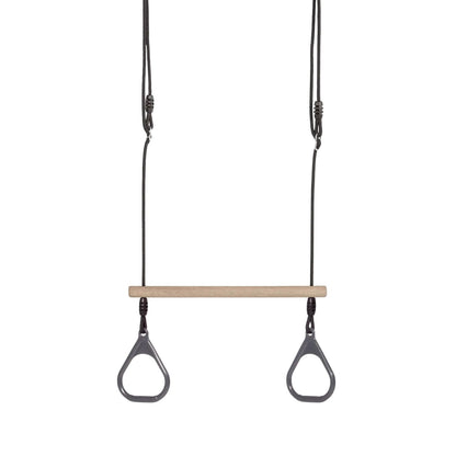 Trapezschaukel 'Lux' | Trapezstange | Kunststoffringe | Grauschwarz