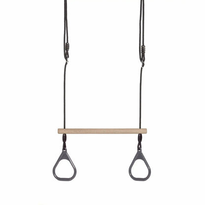 Trapezschaukel 'Lux' | Trapezstange | Kunststoffringe | Grauschwarz