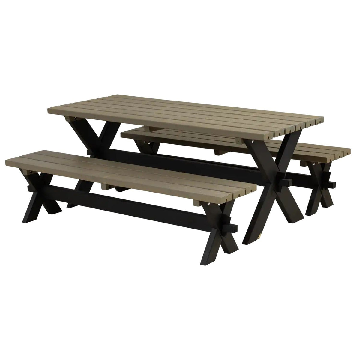 Planken-Gartenbank 'Nostalgie' | L 177 x B 38 x H 44 cm | Kiefer | Graubraun/Schwarz