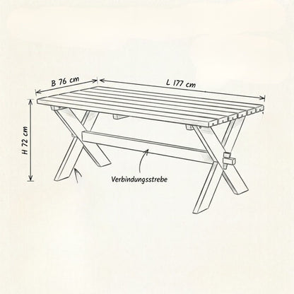 Planken-Gartenbank 'Nostalgie' | L 177 x B 38 x H 44 cm | Kiefer | Graubraun/Schwarz