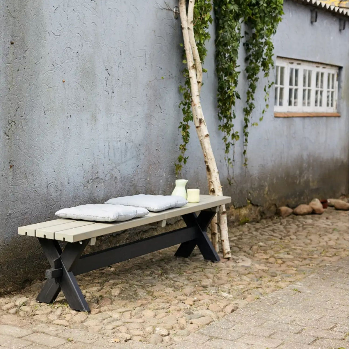Planken-Gartenbank 'Nostalgie' | L 177 x B 38 x H 44 cm | Kiefer | Graubraun/Schwarz