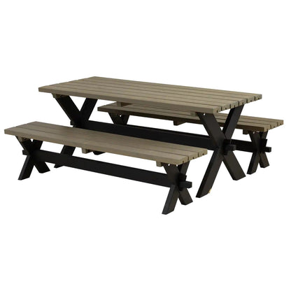 Planken-Gartenbank 'Nostalgie' | L 177 x B 38 x H 44 cm | Kiefer | Graubraun/Schwarz