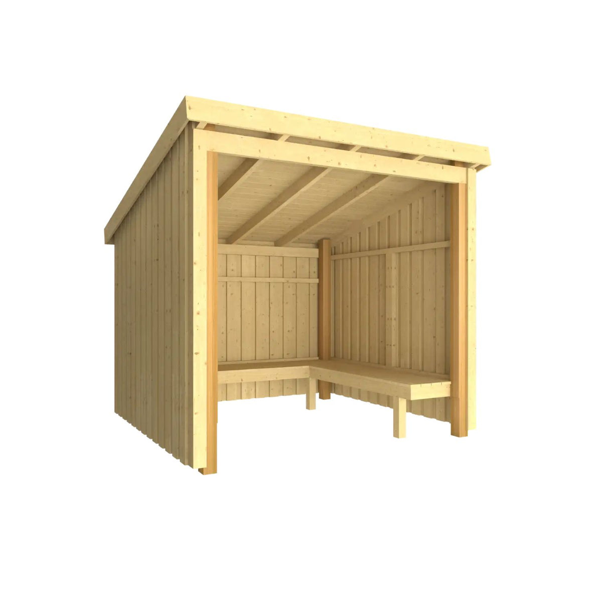 Gartenlaube 'Nordic' | Bank | L 229 x B 218 x H 169/220 cm | Holz unbehandelt | 5 m²
