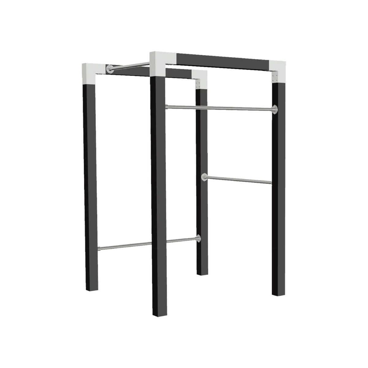 Trainingsgestell 'Fitness' | L 138 x B 138 x H 220 cm | 3 x Reckstangen 120 cm | Holzpfosten | schwarz