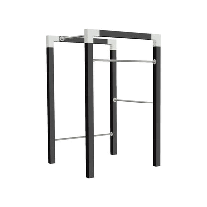 Trainingsgestell 'Fitness' | L 138 x B 138 x H 220 cm | 3 x Reckstangen 120 cm | Holzpfosten | schwarz