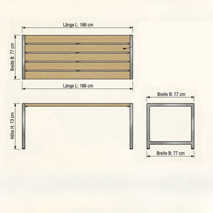 Planken-Gartentisch 'Elementar' | L 186 x B 77 x H 73 cm | Holz