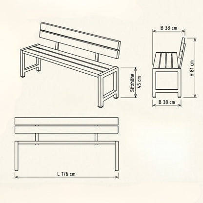 Planken-Gartentisch 'Elementar' | L 186 x B 77 x H 73 cm | Holz