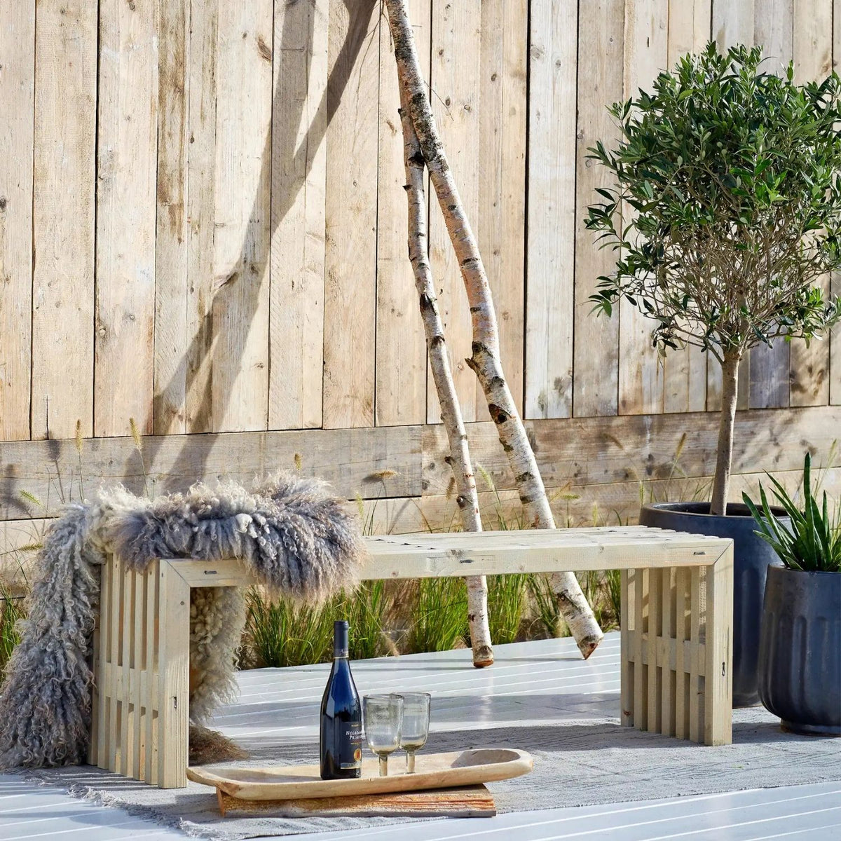 Lattenbank | L 138 x B 36 x H 45 cm | Kiefer | Treibholzfarbe