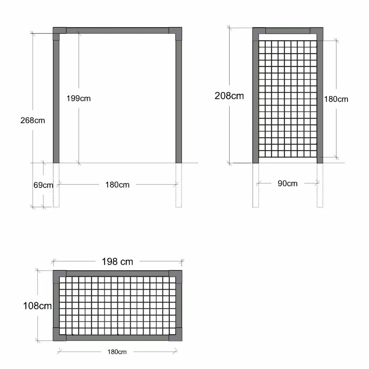 Pflanzenspalier 'Rosenportal' | L 198 x B 108 x H 208 cm | Wandmontage | Stahlgitter | schwarz