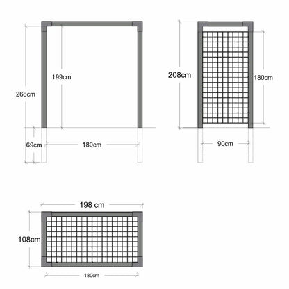 Pflanzenspalier 'Rosenportal' | L 198 x B 108 x H 208 cm | Wandmontage | Stahlgitter | schwarz