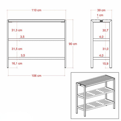 Pflanz-/Grilltisch 'Trend' |  2 Regalfächer | L 110 x B 39 x H 90 cm | ThermoWood® | Beschläge schwarz
