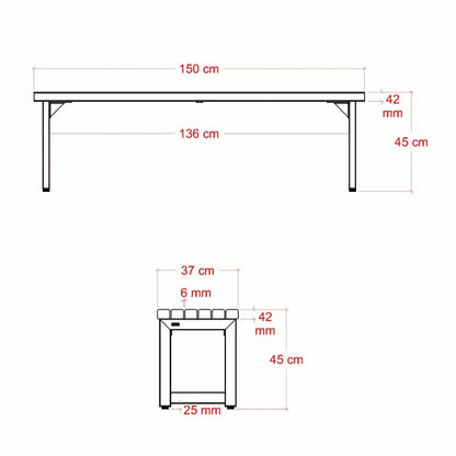 Planken-Gartenbank 'Trend Living' | L 150 x B 37 x H 45 cm | ThermoWood® | schwarz