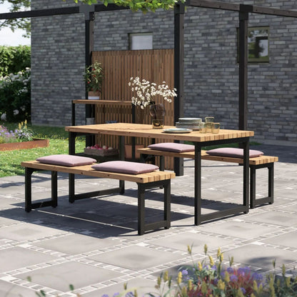 Planken-Gartenbank 'Trend Living' | L 150 x B 37 x H 45 cm | ThermoWood® | schwarz