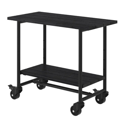 Pflanz-/Grilltisch 'Urban' | Regalfach | Rollen | L 100 x B 50 x H 90 cm | Schwarz | Nadelholz | Beschläge schwarz