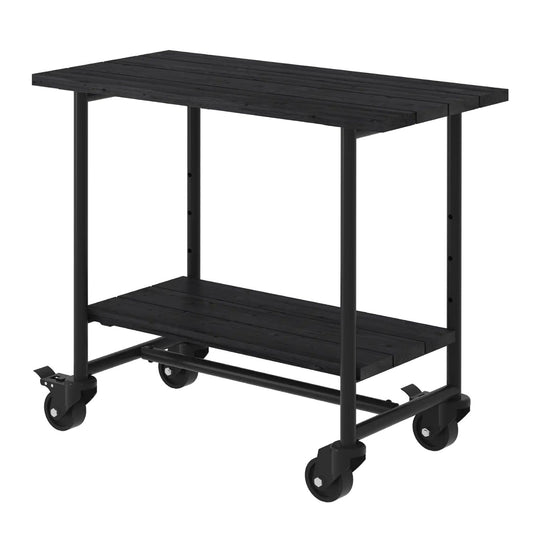 Pflanz-/Grilltisch 'Urban' | Regalfach | Rollen | L 100 x B 50 x H 90 cm | Schwarz | Nadelholz | Beschläge schwarz