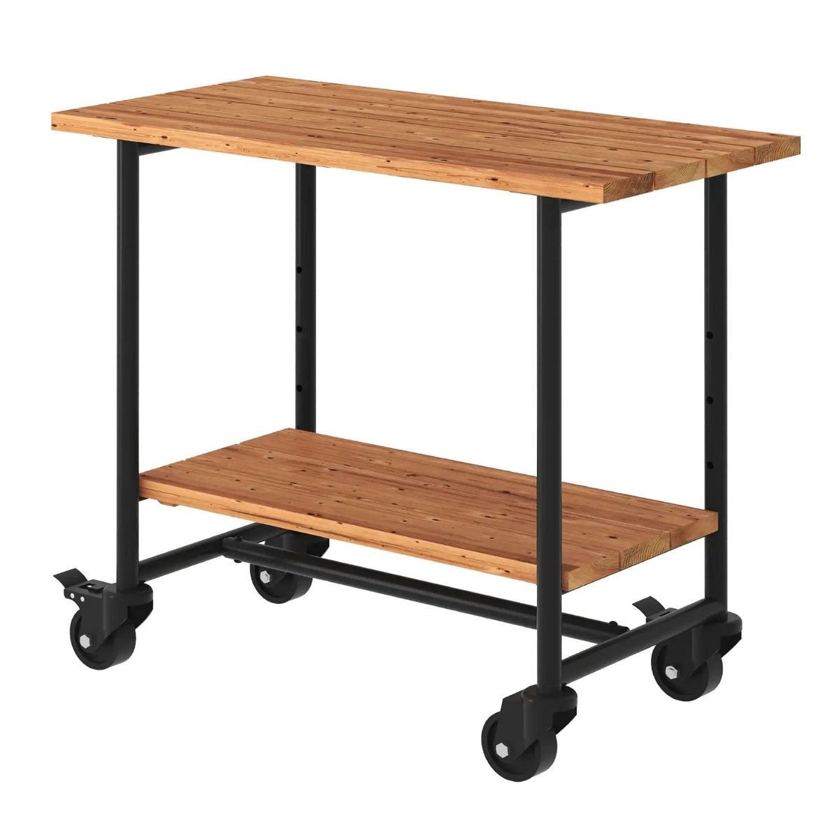 Pflanz-/Grilltisch 'Urban' | Regalfach | Rollen | L 100 x B 50 x H 90 cm | Schwarz | Nadelholz | Beschläge schwarz