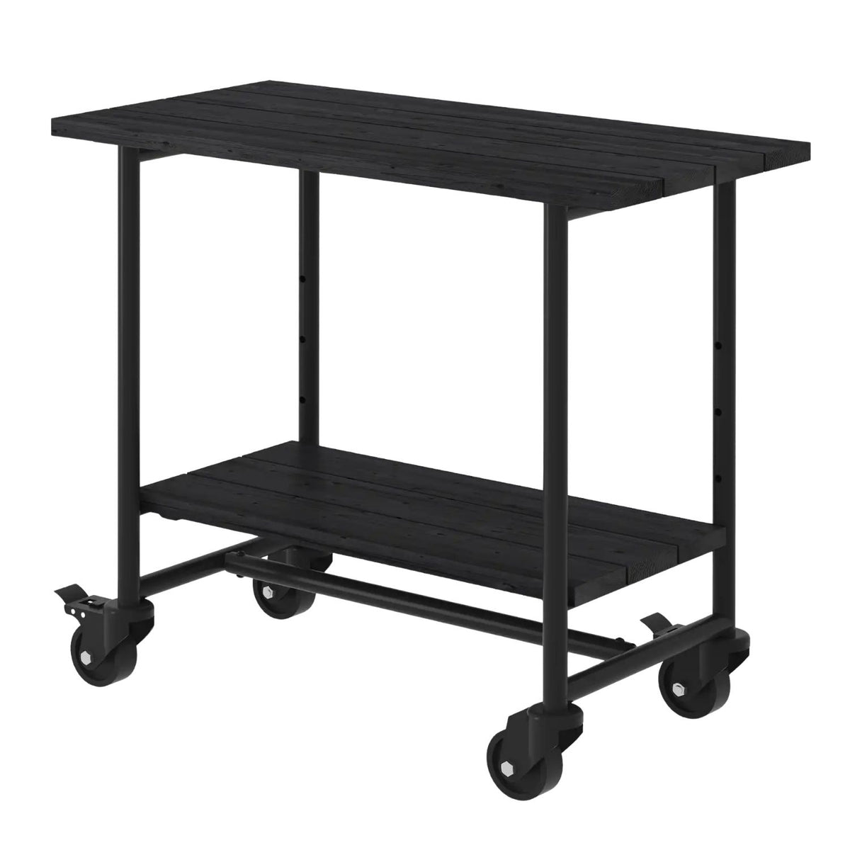 Pflanz-/Grilltisch 'Urban' | Regalfach | Rollen | L 100 x B 50 x H 90 cm | Schwarz | Nadelholz | Beschläge schwarz