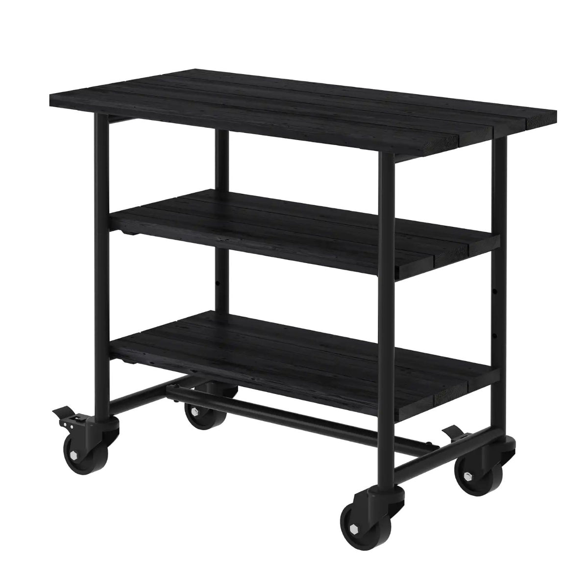 Pflanz-/Grilltisch 'Urban' | 2 Regalfächer | Rollen | L 100 x B 50 x H 90 cm | Beschläge Schwarz | Nadelholz