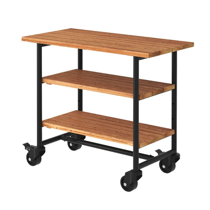 Pflanz-/Grilltisch 'Urban' | 2 Regalfächer | Rollen | L 100 x B 50 x H 90 cm | Beschläge Schwarz | Nadelholz