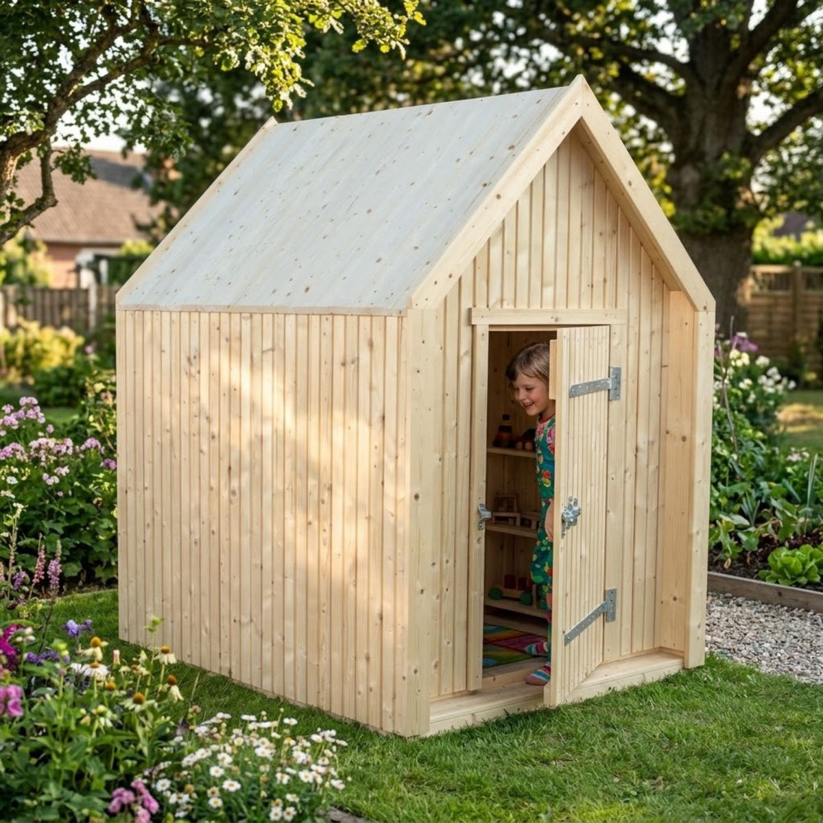 Spielhaus 'Classic' | mit Dachpappe | L 144 x B 124 x H 178 cm | unbehandelt