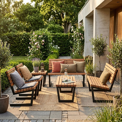 Gartenmöbel 'Siesta Living' - Sessel | schwarz | L 75 x B 70 x H 74/42 cm