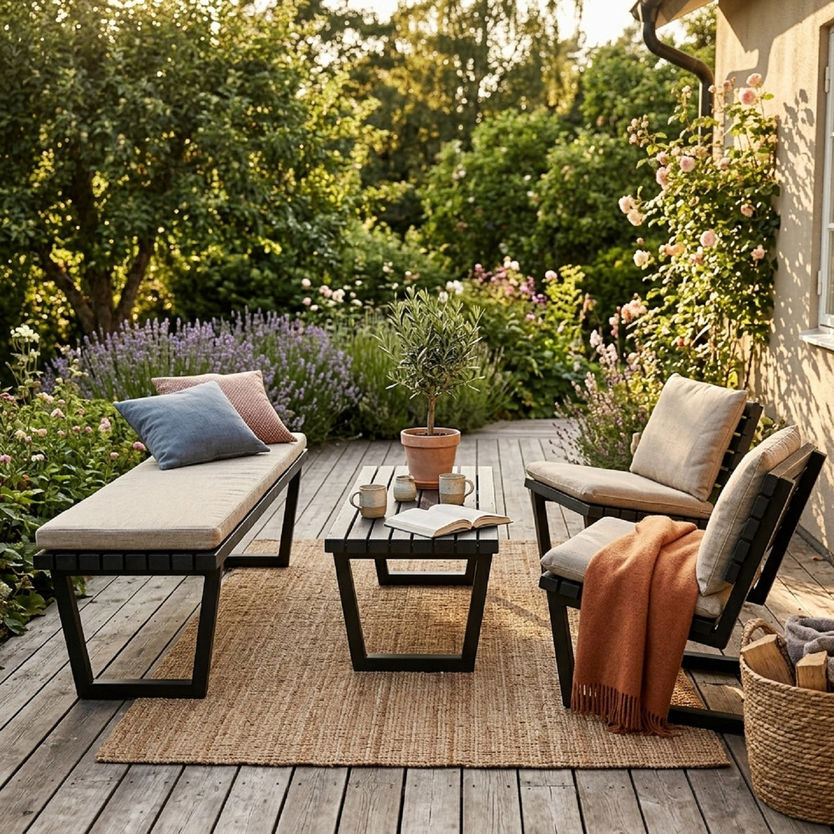 Gartenmöbel 'Siesta Living' - Sessel | schwarz | L 75 x B 70 x H 74/42 cm