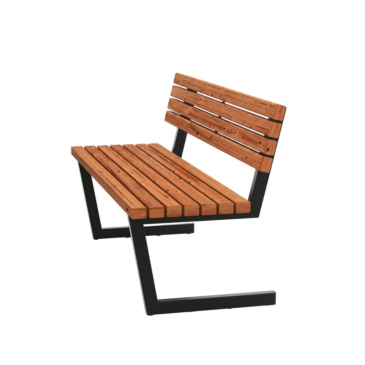 Gartenbank ‘Relax’ | L 150 x B 63,5 x H 82/46 | ThermoWood® | Beschläge feuerverzinkt | schwarz lackiert