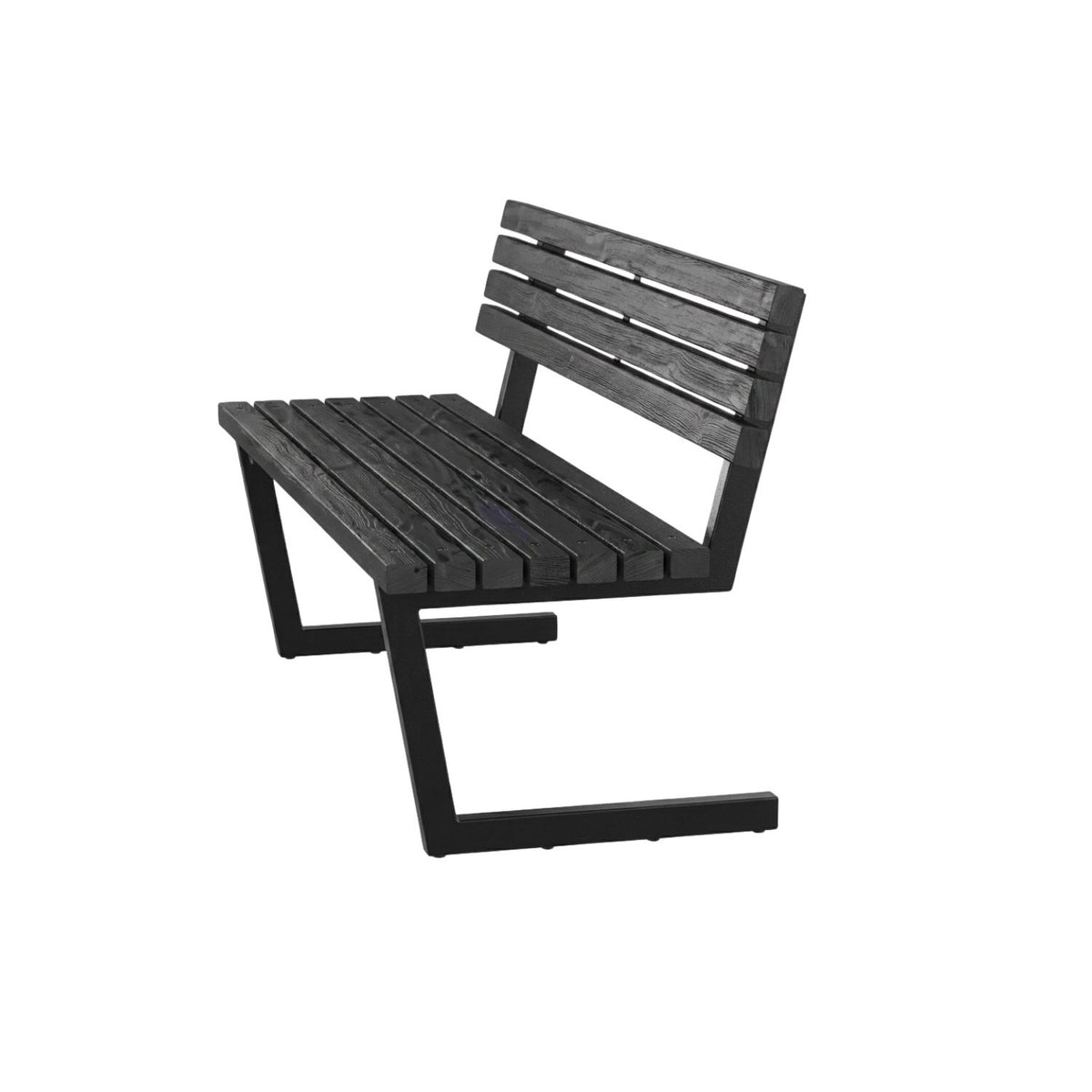 Gartenbank ‘Relax’ | L 150 x B 63,5 x H 82/46 | ThermoWood® | Beschläge feuerverzinkt | schwarz lackiert