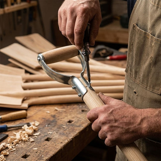 D-Griff aus Eisen und Holz |  für Stiele mit DM 3 bis 4 cm