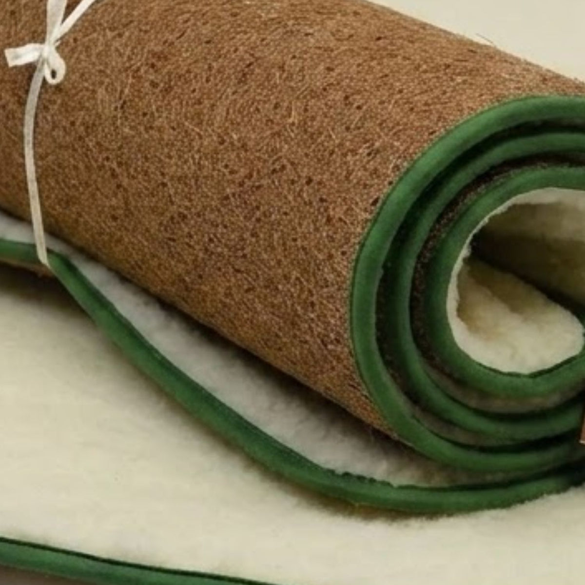 Yogamatte 'Flow & Relax' | aus Kokos und Schafwolle mit grüner Einfassung | B 70 x L 190 cm