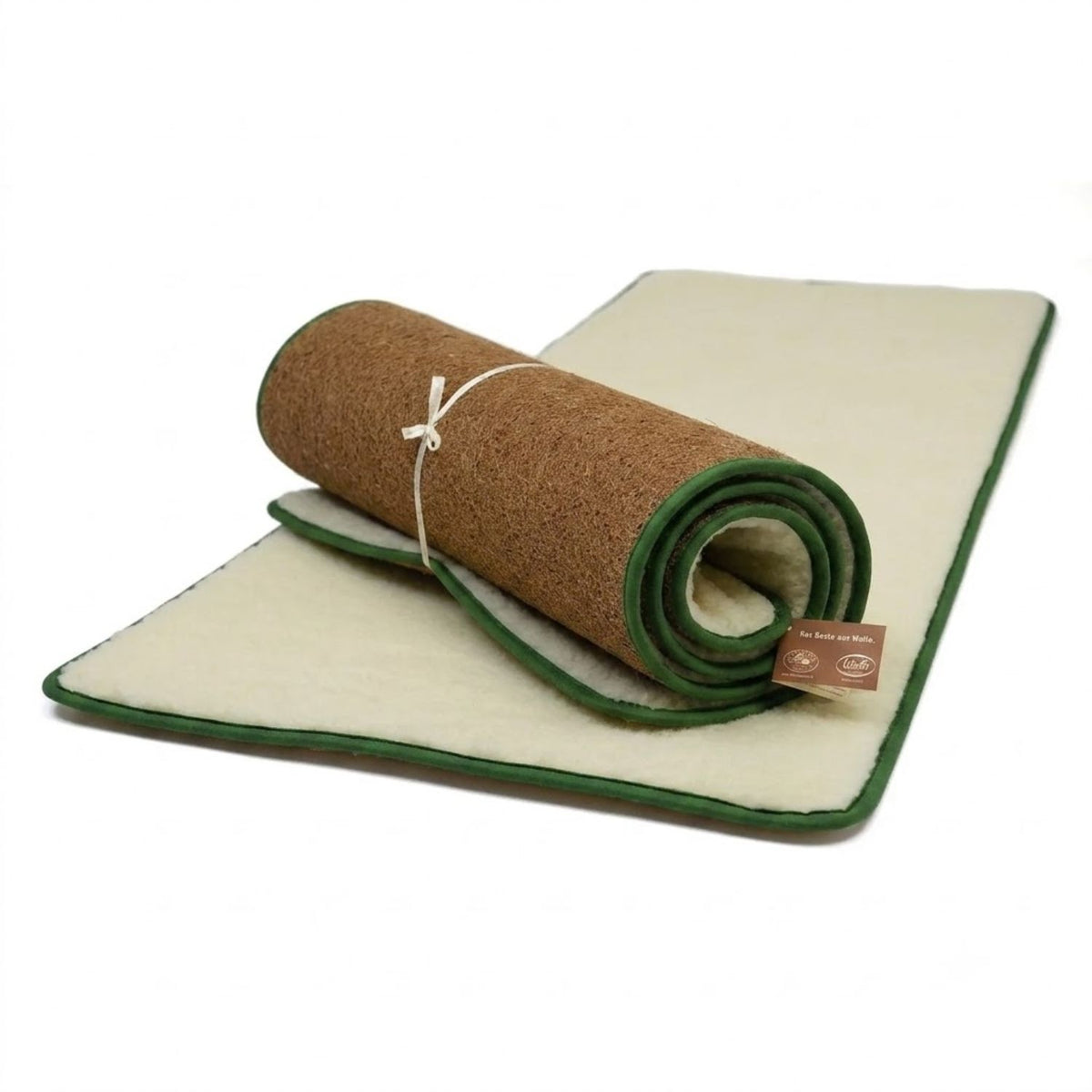 Yogamatte 'Flow & Relax' | aus Kokos und Schafwolle mit grüner Einfassung | B 70 x L 190 cm