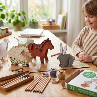 UaB Geschenk Bauernhoftiere aus Pappe 'Streichelzoo' | 13-teilig