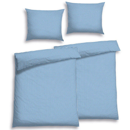 Seersucker-Bettwäsche | Vichy Karo | blau | 2x140x200 cm | Kissen 70x90 cm | 100% BW | 60°C