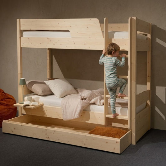 Hochbett / Stockbett 'Bunks & Dreams' | 90 x 200 cm | Fichte gebürstet und geölt | Made in Italy