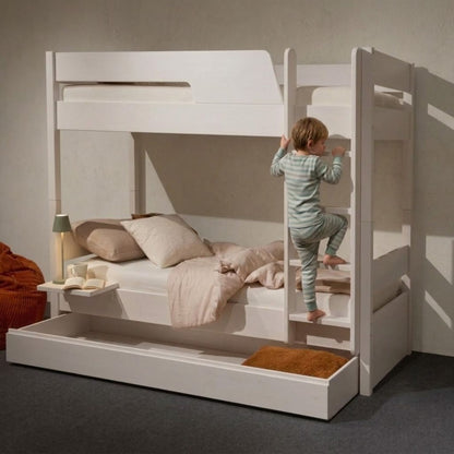 Hochbett / Stockbett 'Bunks & Dreams' | 90 x 200 cm | in Fichte gebürstet weiß lackiert | Made in Italy
