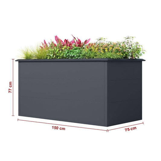 Hochbeet 'Galvan' | 150x75x77 cm  | anthrazit | integrierte Schneckenkante