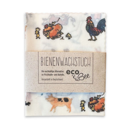 Bienenwachstuch 'Bauernhof' | 25 x 25 cm | BW, Bienenwachs, Harz
