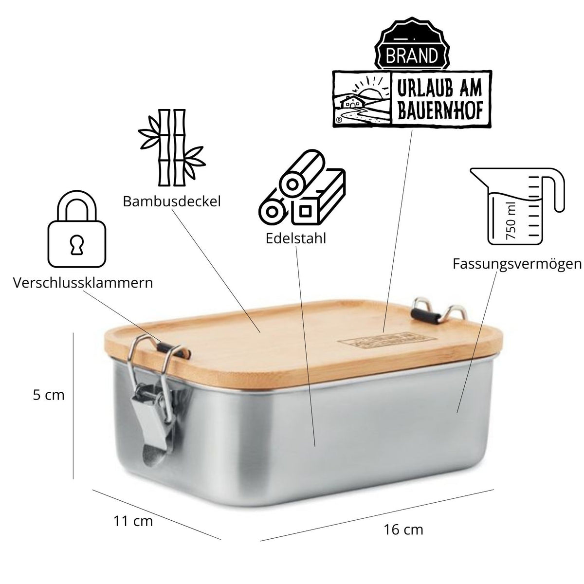 Lunchbox 'Urlaub am Bauernhof' | 16 x 11 x 6 cm | 750 ml