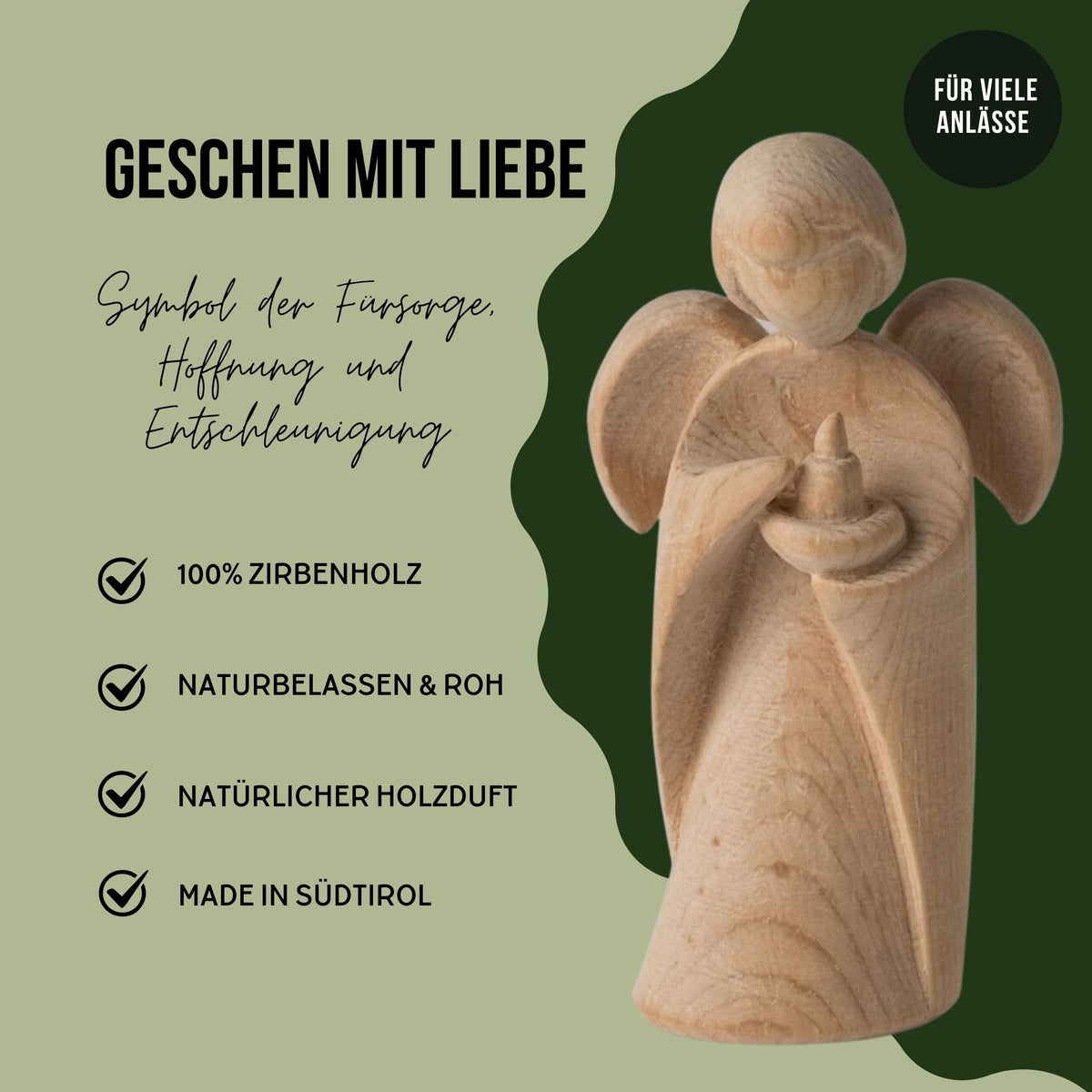 Klassischer Schutzengel aus Zirbenholz | betend 9cm