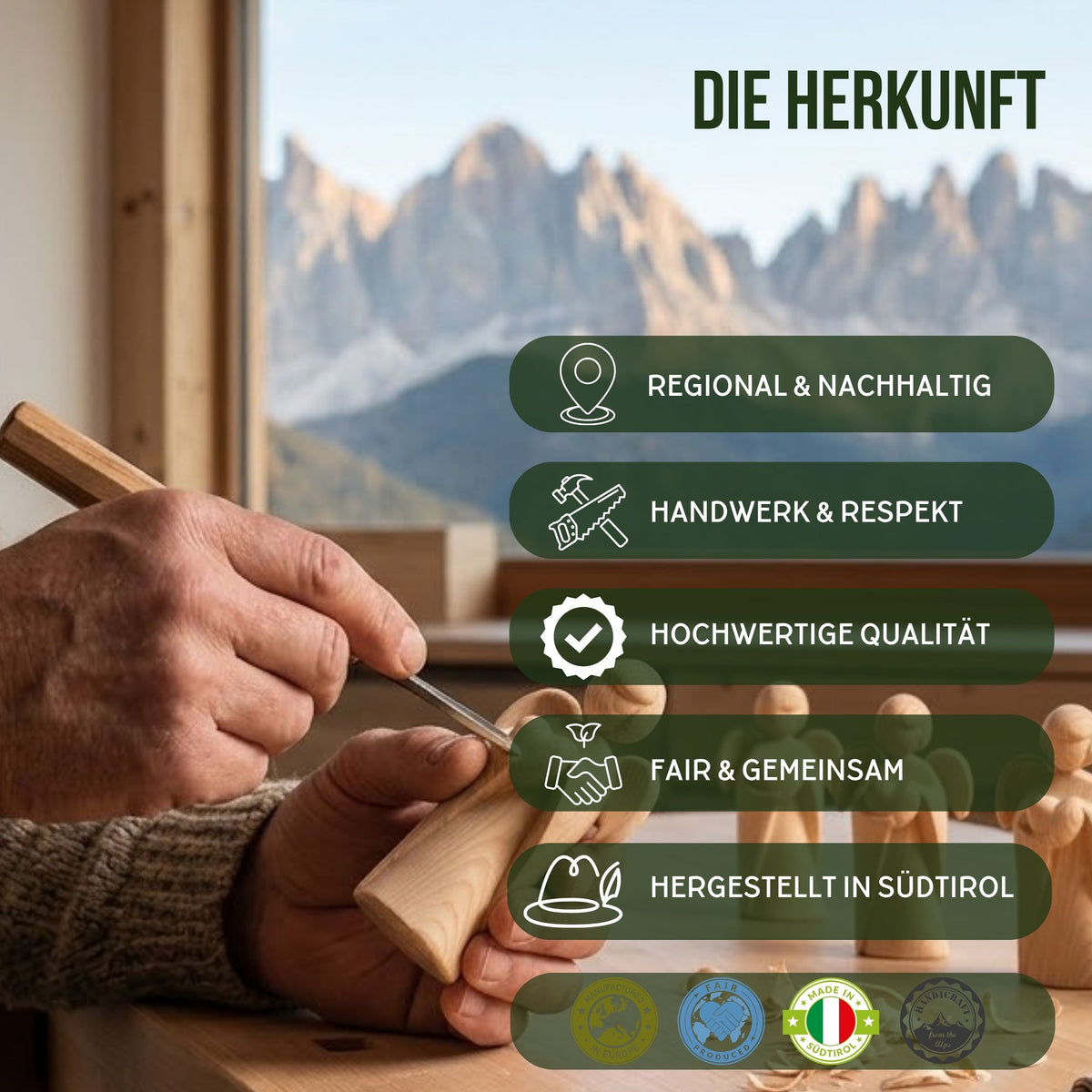 Klassischer Schutzengel aus Zirbenholz | betend 9cm