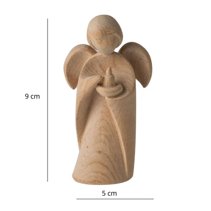 Klassischer Schutzengel aus Zirbenholz | Kerzenschale 9cm