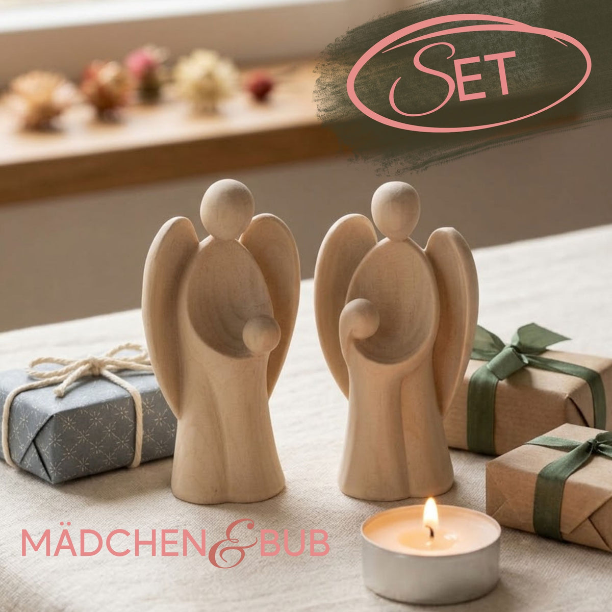 Set Schutzengel | Bub + Mädchen | Zirbe